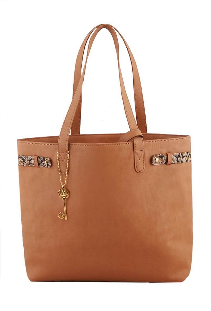 Tan Kalamkari Tote Bag