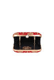 Red Brocade Box Clutch with Sling (6.5 X 2 X 6)