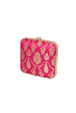 Fuschia Brocade Box Clutch with Sling (6.5 X 2 X 6)