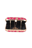 Fuschia Brocade Box Clutch with Sling (6.5 X 2 X 6)