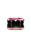 Magenta Brocade Box Clutch with Sling (6.5 X 2 X 6)