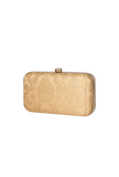 Beige Brocade Box Clutch with Sling (8 X 2 X 4.5)