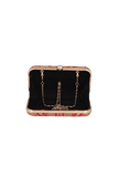Scarlet Red Brocade Box Clutchwith Sling (8 X 2 X 4.5)