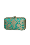 Spinach Green Brocade Box Clutch with Sling (8 X 2 X 4.5)