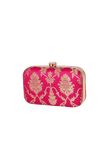 Rosy Red Brocade Box Clutchwith Sling (8 X 2 X 4.5)