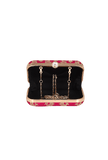 Rosy Red Brocade Box Clutchwith Sling (8 X 2 X 4.5)