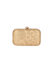 Soft Beige Brocade Box Clutch with Sling (8 X 2 X 4.5)