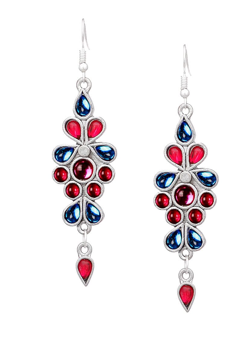 Colourful German Silver Afghan Earrings