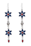 Blue-Pink Afghan Floral German Silver Earrings