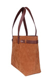 Brown Suede Tote Bag (9.5"x14.7"x6.5")