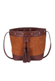 Brown Suede Bucket Bag (9.5"x14.7"x6.5")