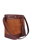 Brown Suede Bucket Bag (9.5"x14.7"x6.5")