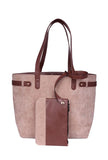 Beige Suede Tote Bag (11.3"x17"x5")
