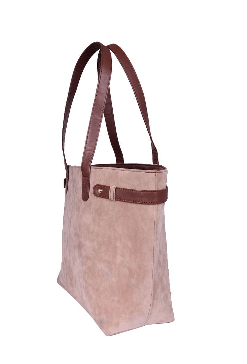 Beige Suede Tote Bag (11.3"x17"x5")