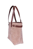 Beige Suede Tote Bag (11.3"x17"x5")