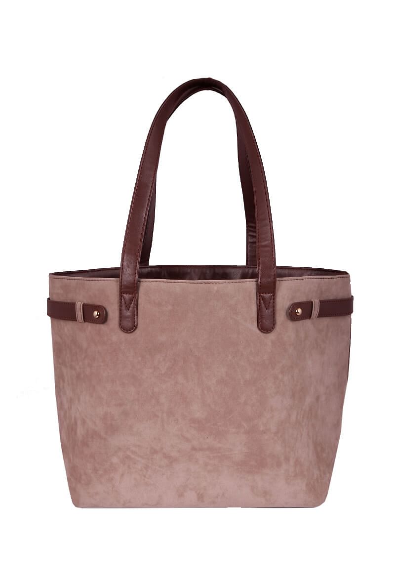 Beige Suede Tote Bag (11.3"x17"x5")