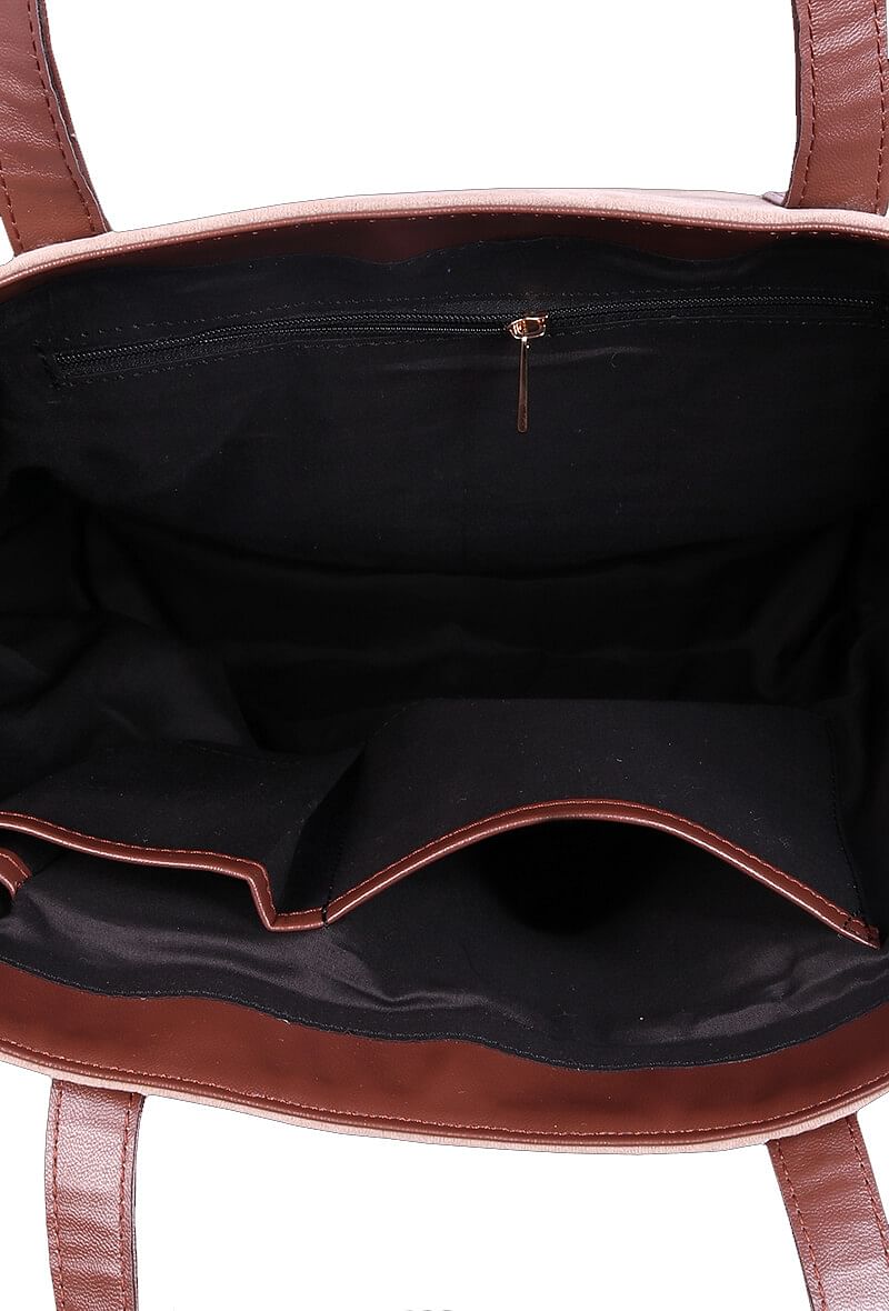 Beige Suede Tote Bag (11.3"x17"x5")