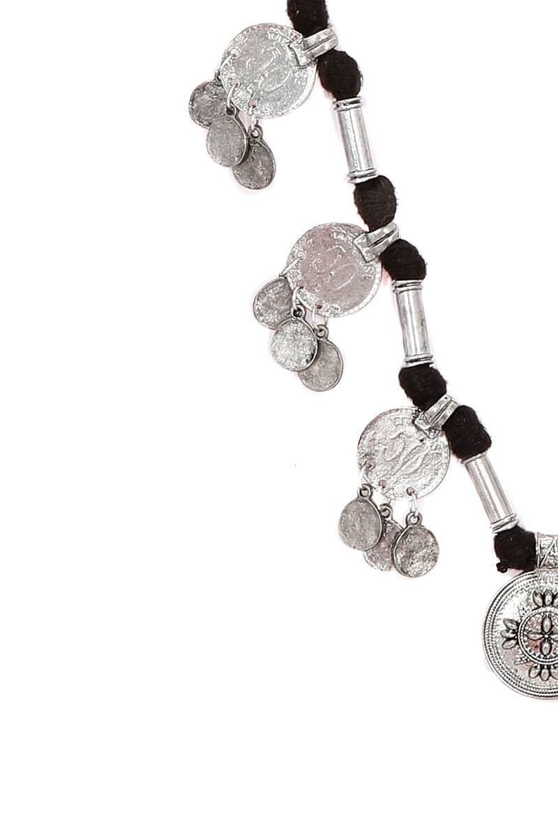 Black Threaded German Silver Necklace