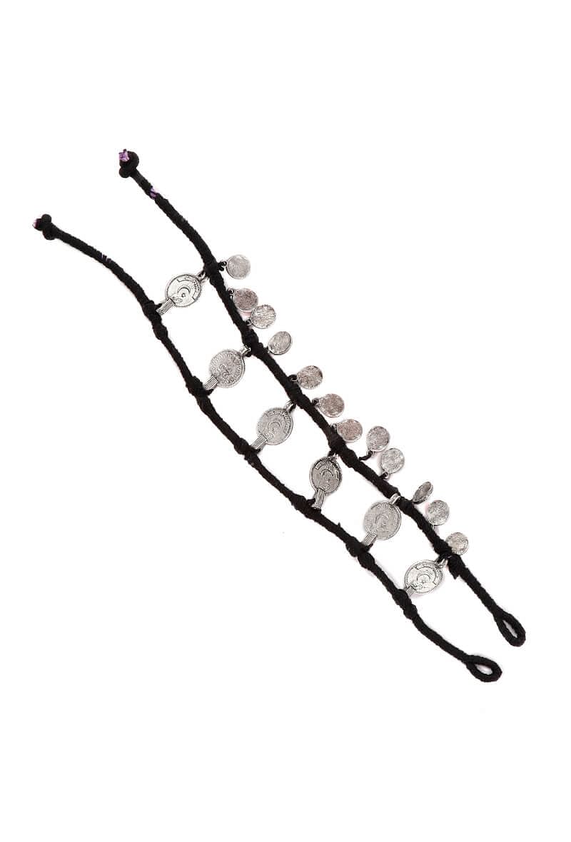 Black Threaded German Silver Bracelet
