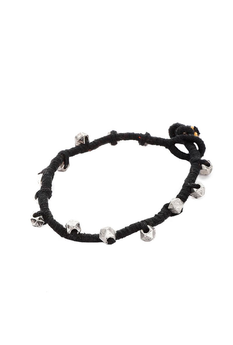 Black Embellishments German Silver Thread Bracelet