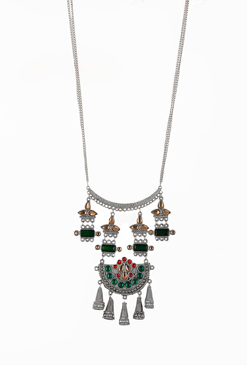 Colourful German Silver Afghan Necklace