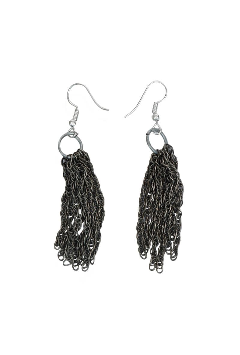 Eva silver plated brass Chain Earrings