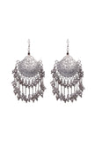 Circular Tribal Silver Plated Brass Earrings