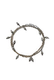 Set of 2: Silver-Plated Double Layered brass Chain Anklets With Bells