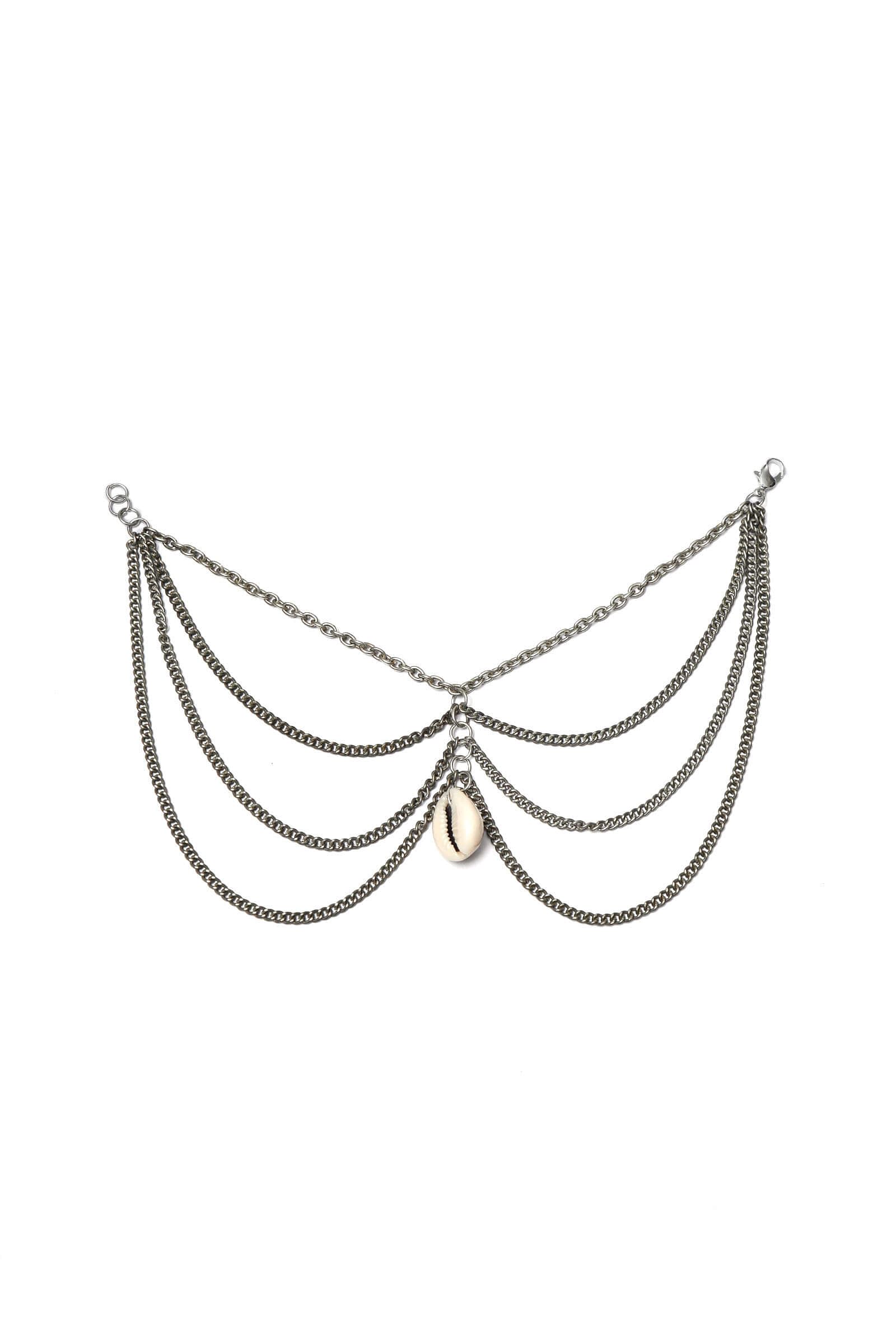 Set of 2: Silver-Plated Multi-String Cowrie Shell Anklet