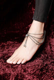 Set of 2: Silver-Plated Brass Statement Anklet With Antique Finish
