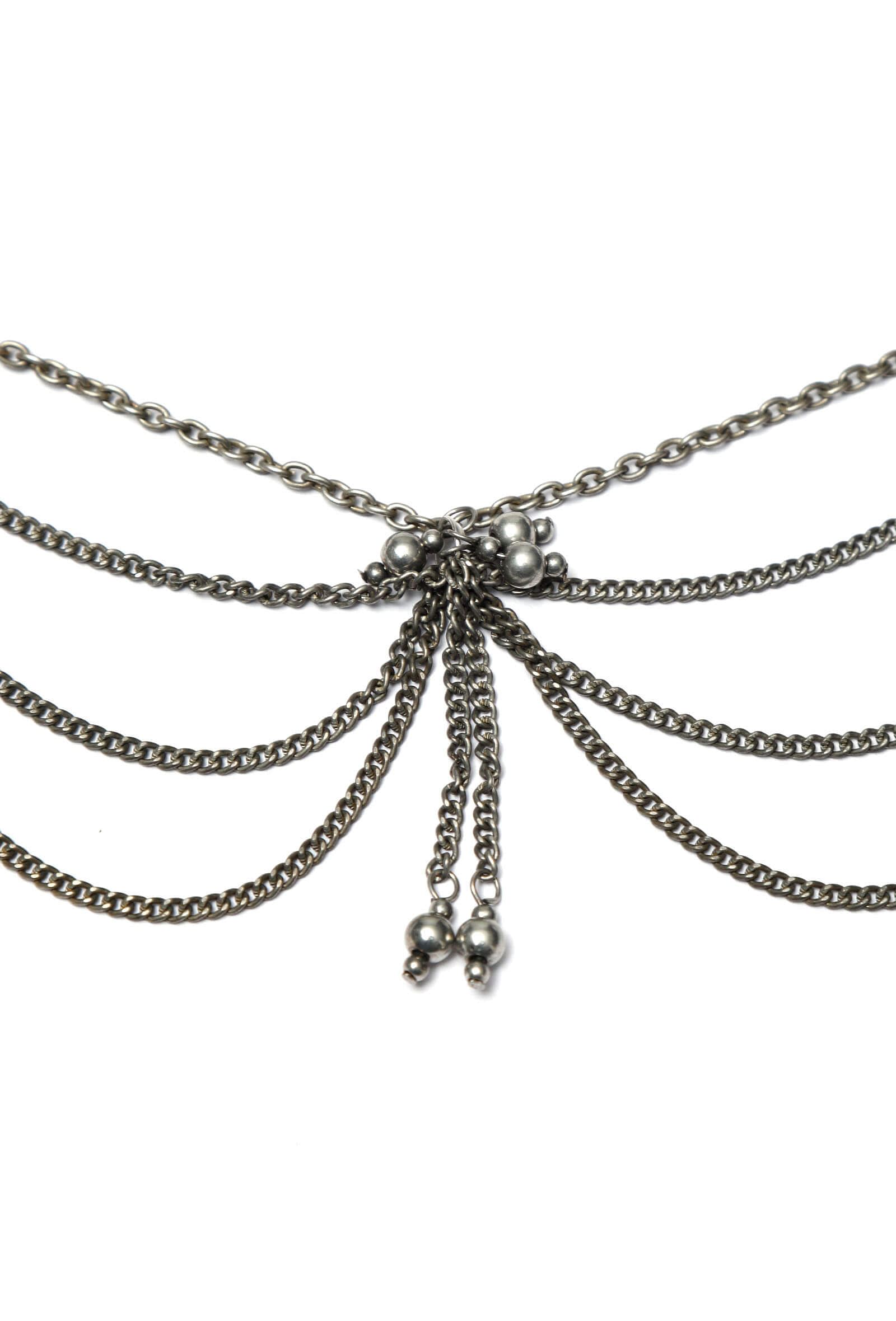 Set of 2: Silver-Plated Brass Statement Anklet With Antique Finish