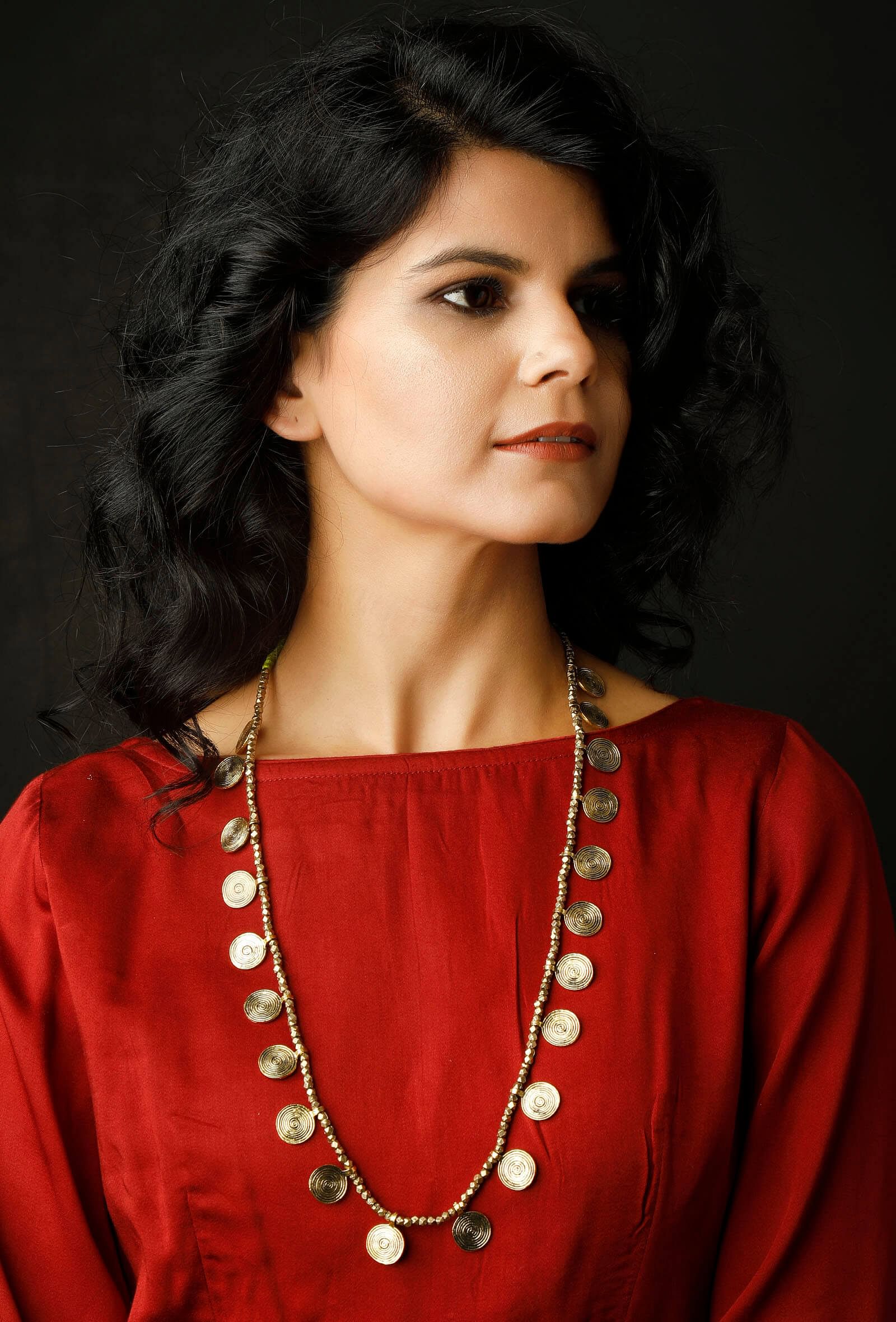 Dhokra-Inspired Green Cord Necklace