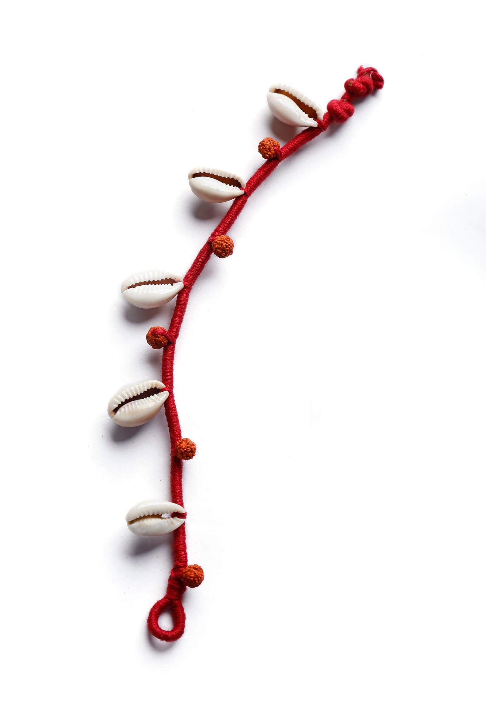 Seashells And Red Thread Anklet