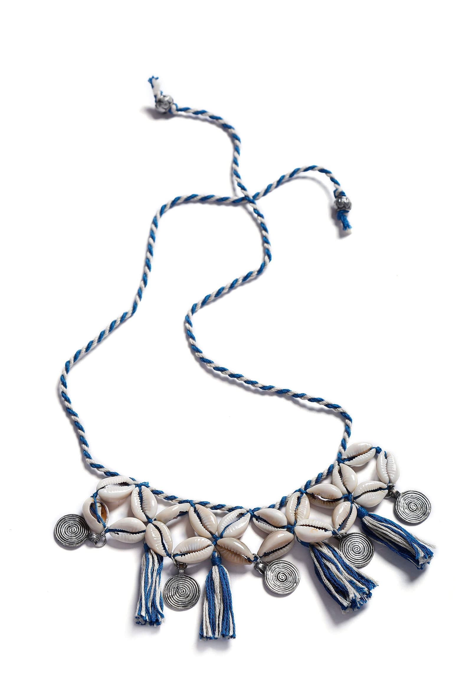Blue Thread Seashell Necklace