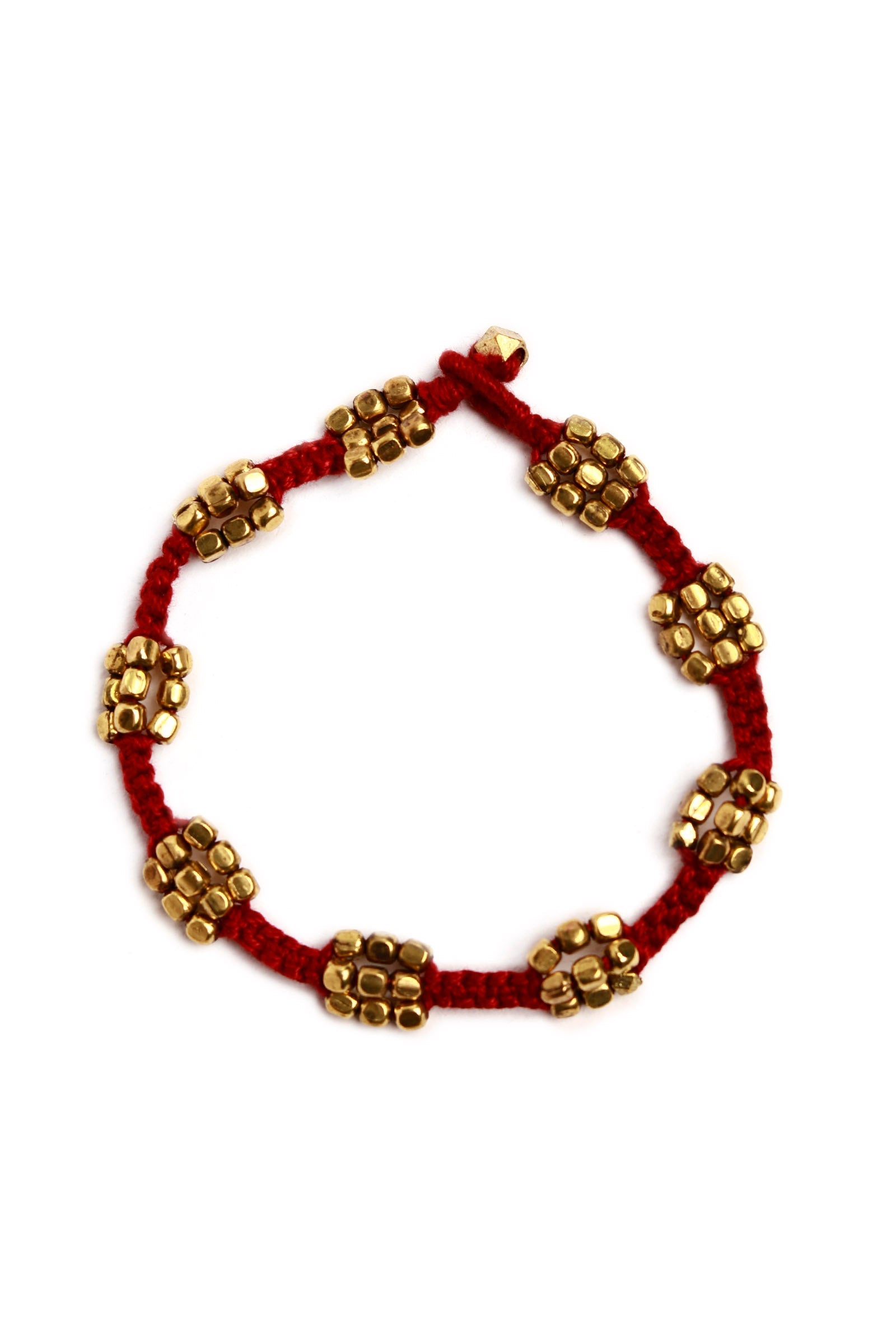 Stylish Fariha Red Thread Anklets in German Silver