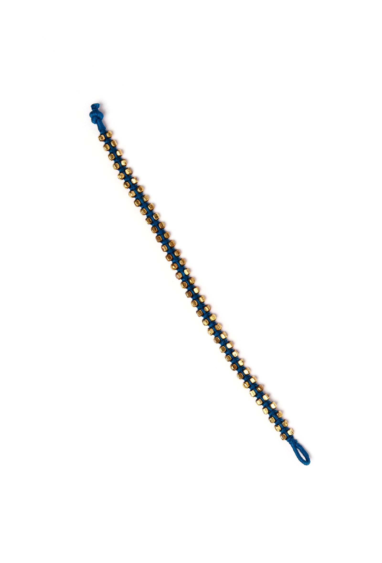 Set Of 2- Farheen Blue Thread And German Silver Anklets