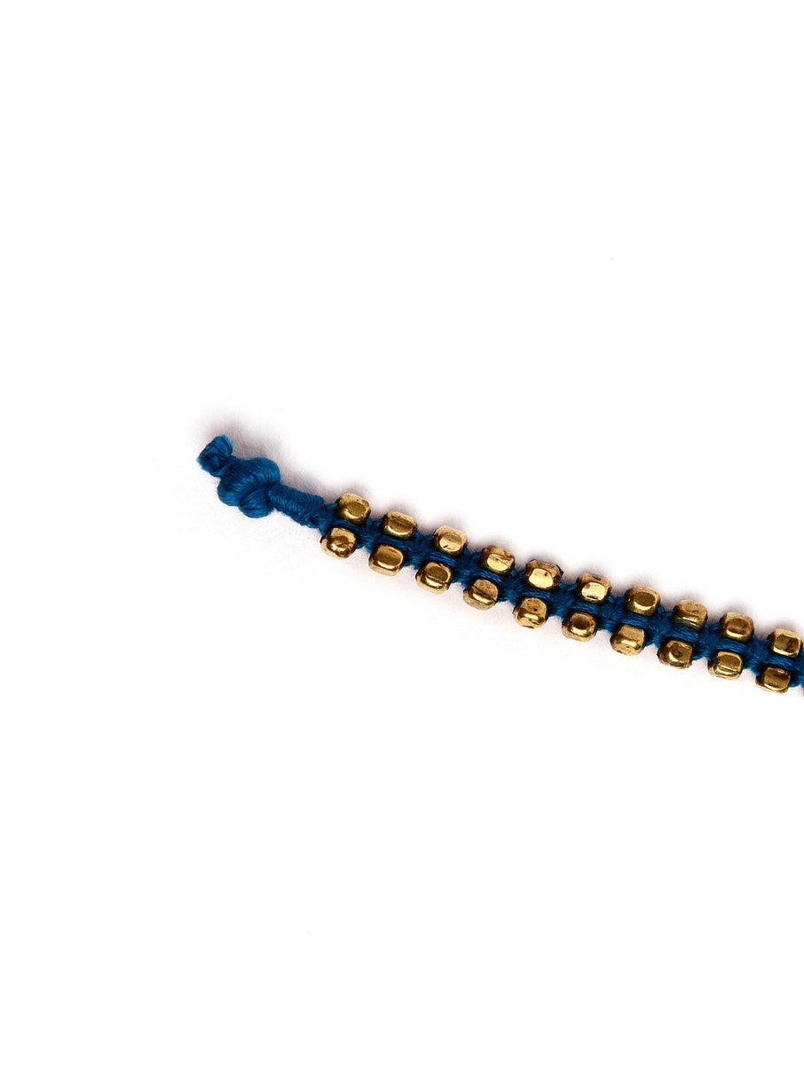 Set Of 2- Farheen Blue Thread And German Silver Anklets