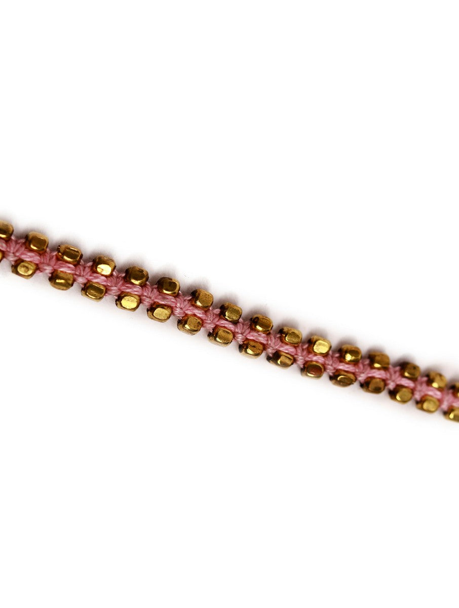 Set Of 2- Maryam Pink German Silver Anklets