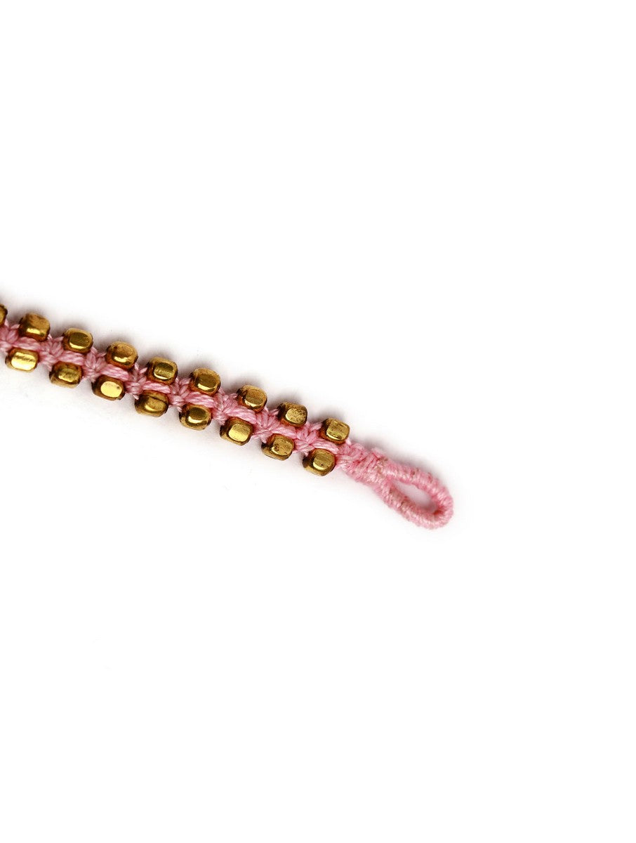 Set Of 2- Maryam Pink German Silver Anklets