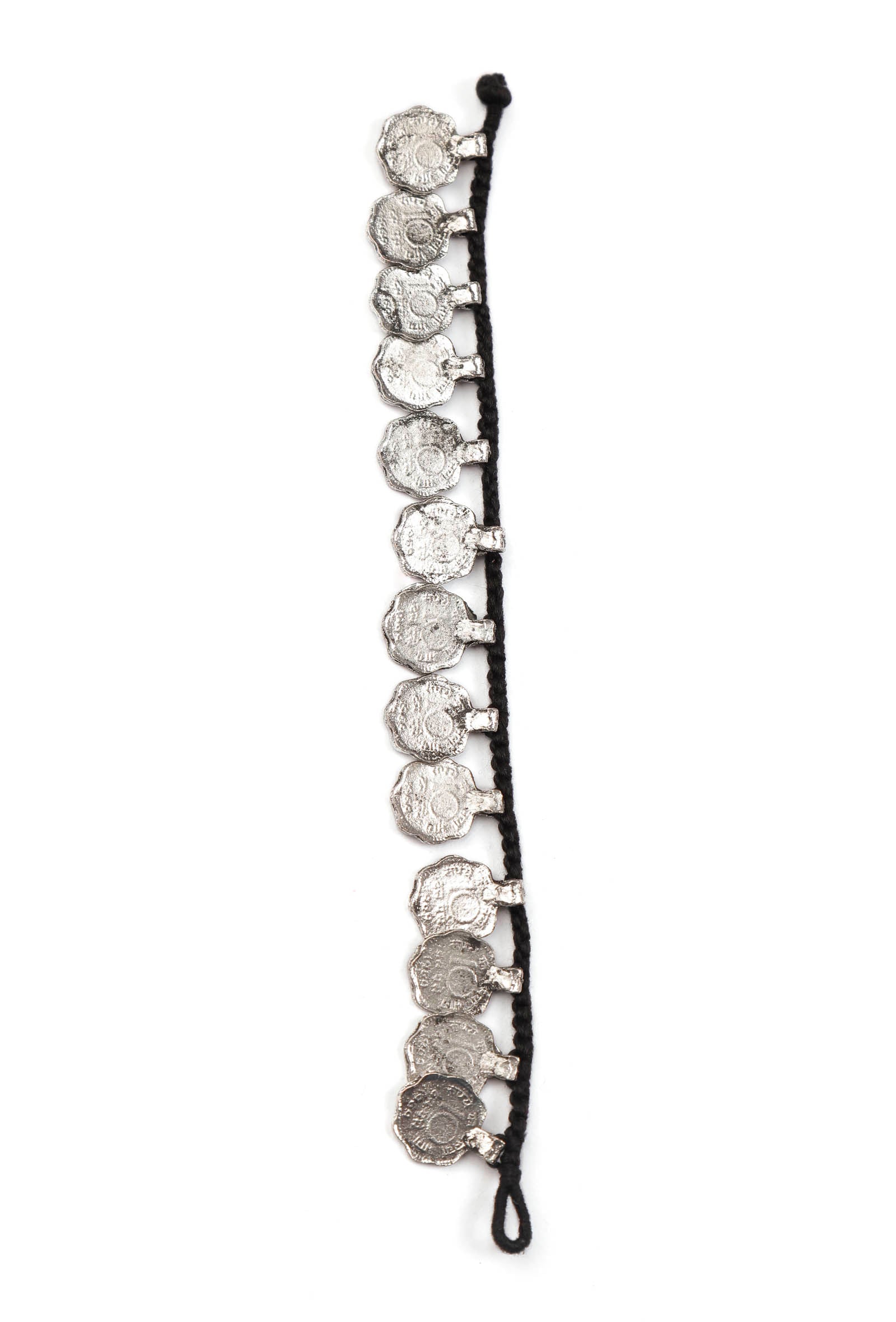 Tribal Coins Black Thread Anklet