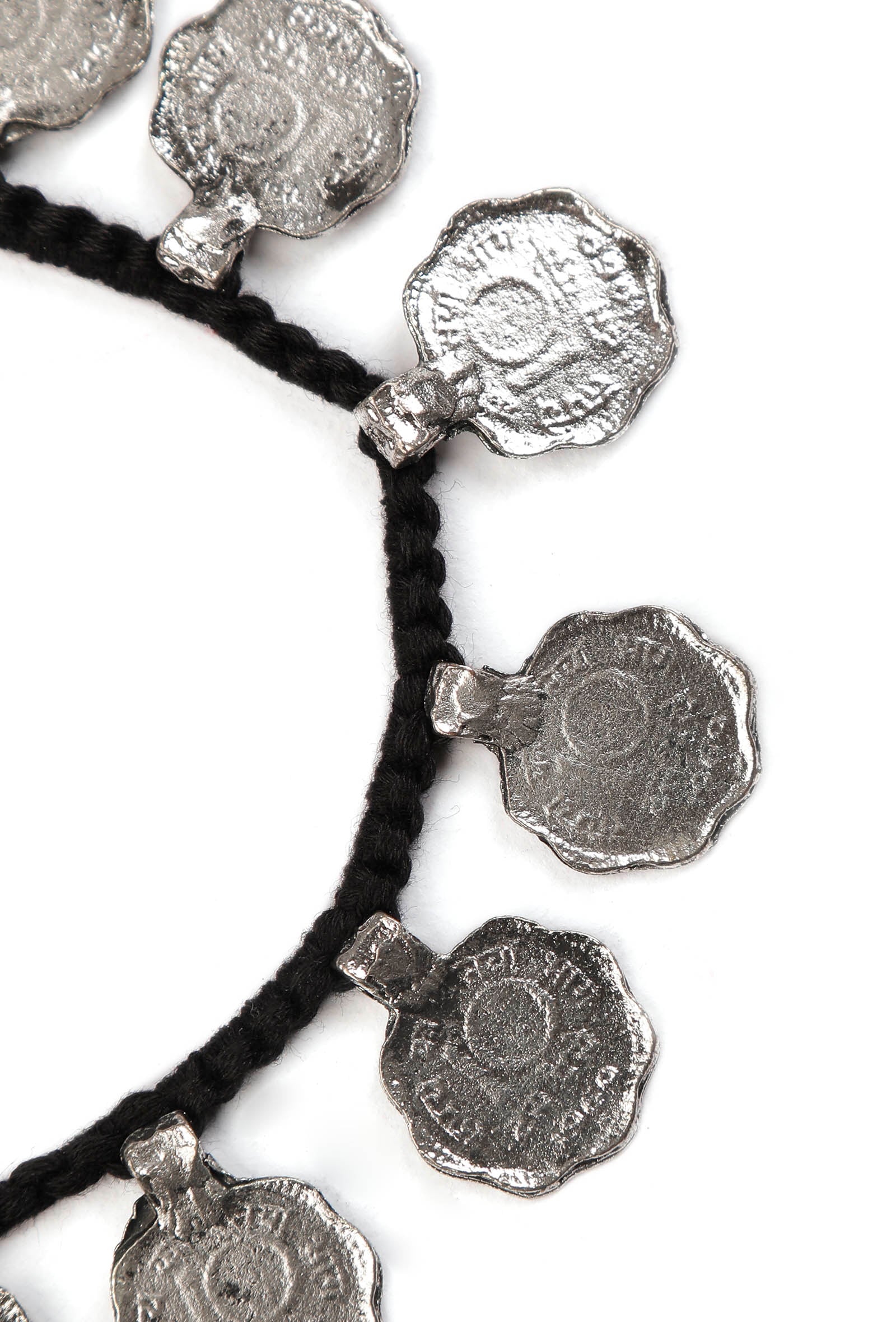 Tribal Coins Black Thread Anklet