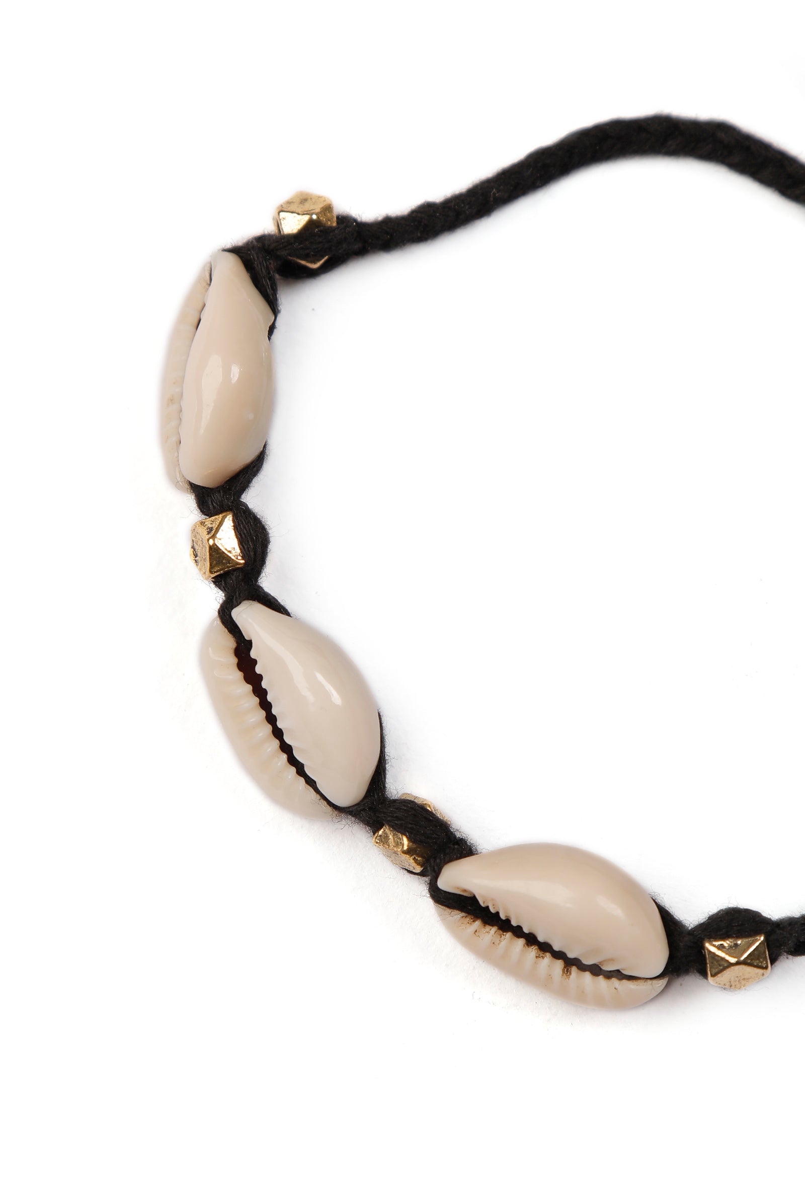 Handcrafted Cowrie Shell Black Thread Anklet