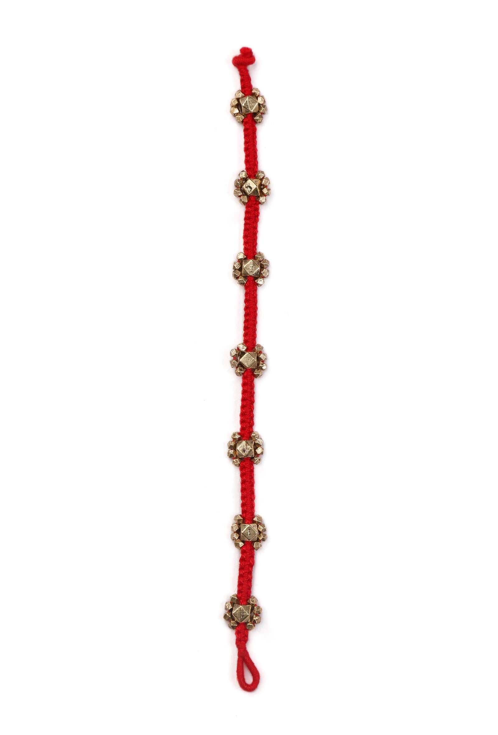 Tangerine Thread Tribal Motif Anklet