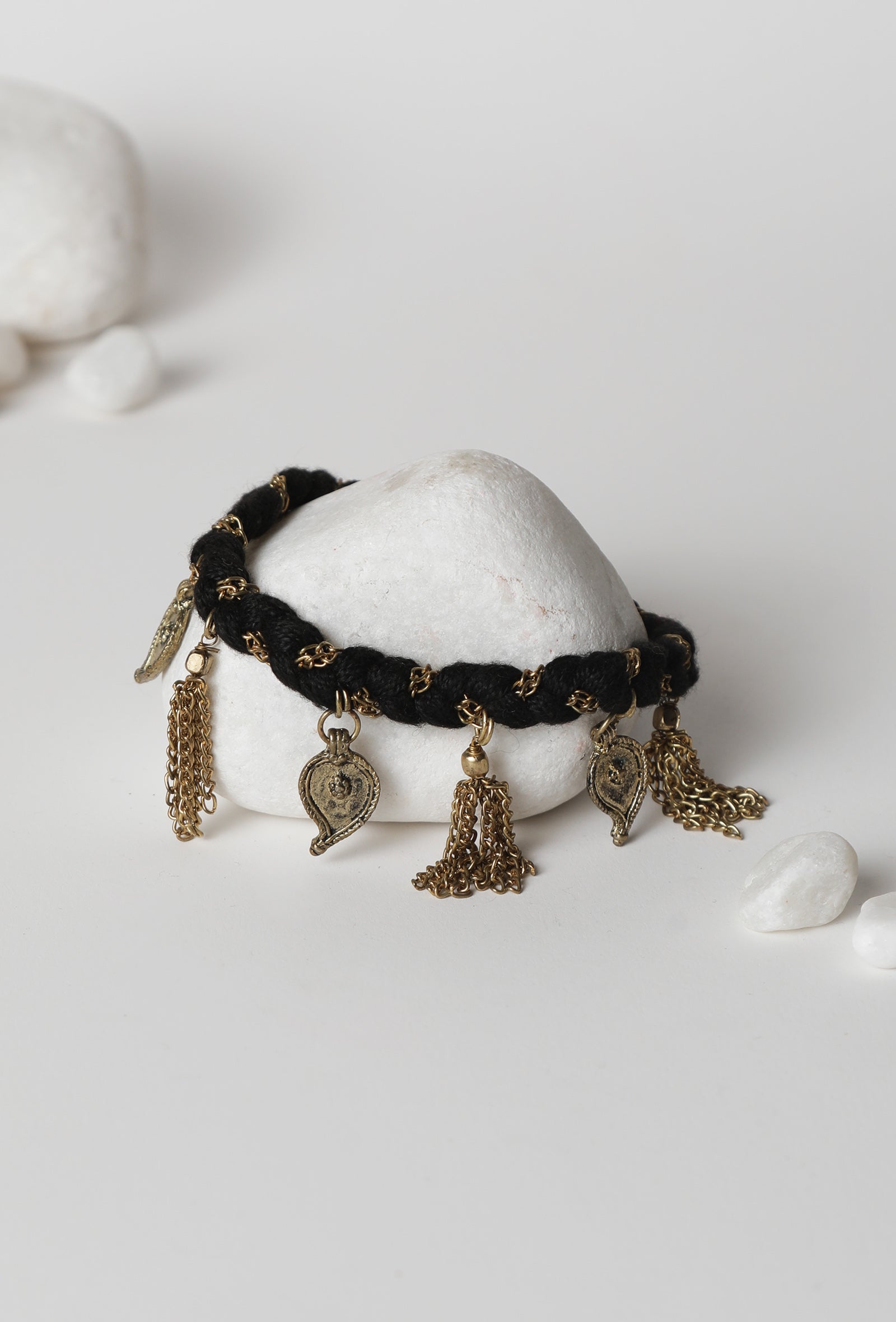 Black and Gold Anklet for Women