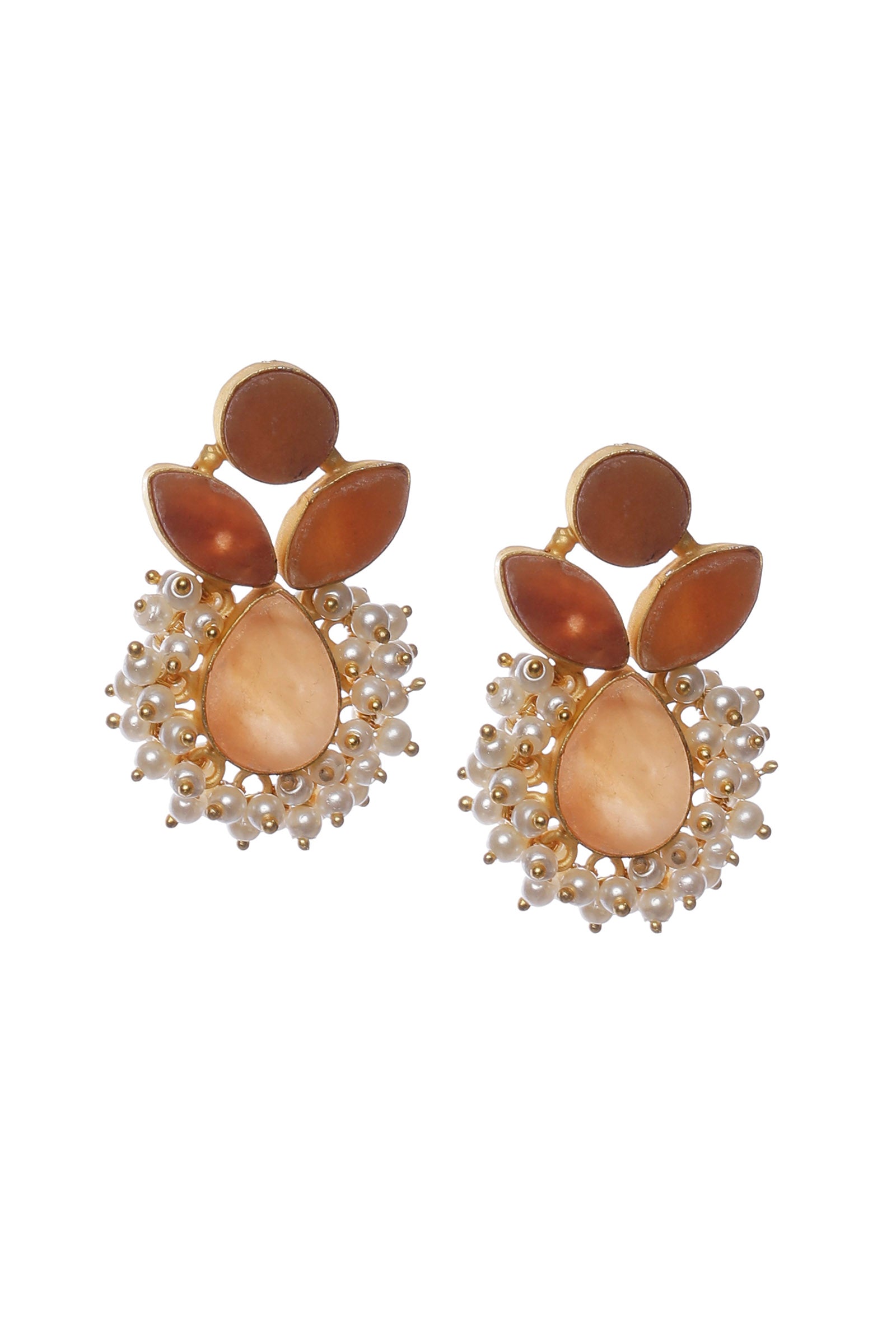 Salmon Peach Pearl Earrings