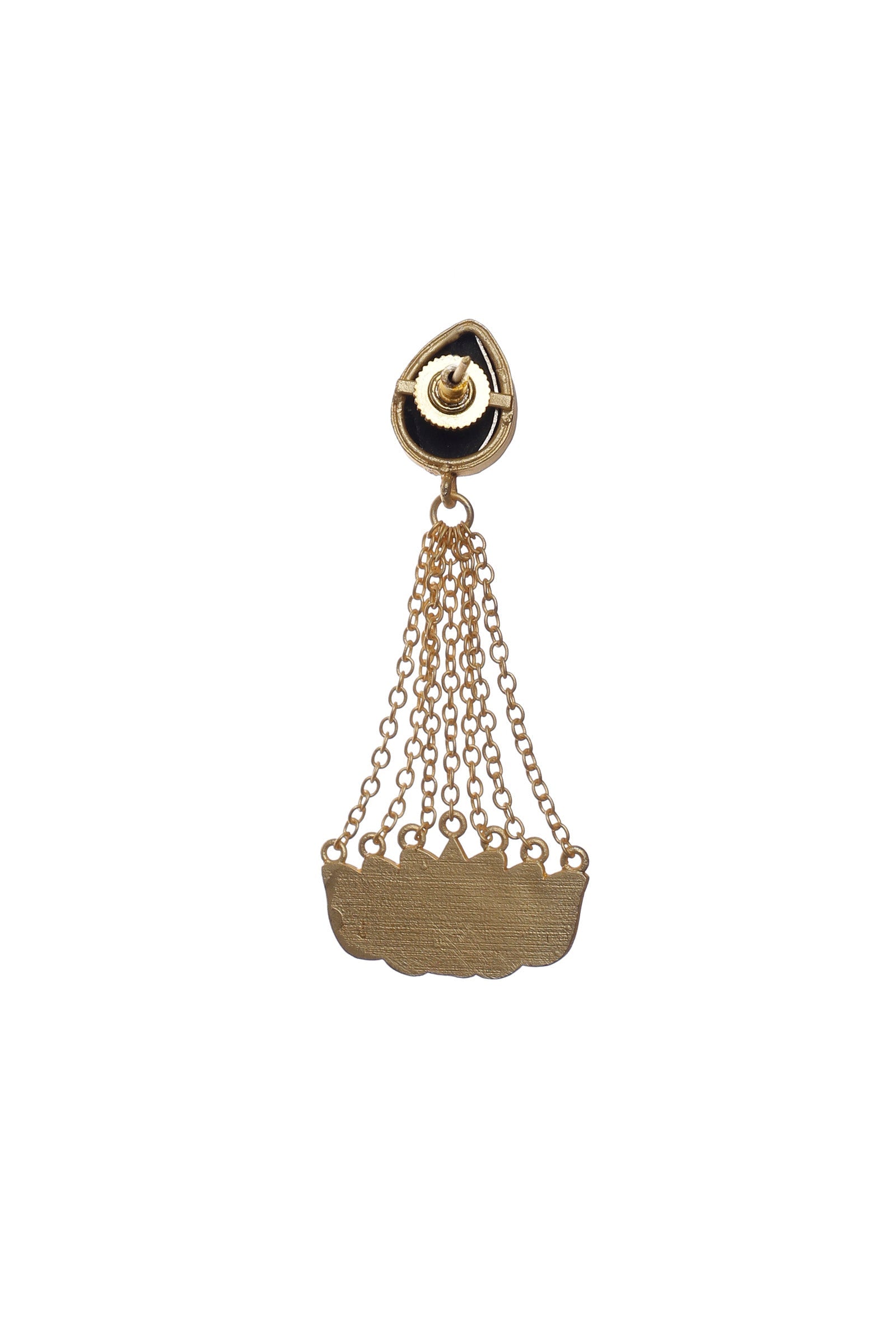 Charcoal Black Ombre Gold Chain Earrings