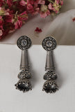 White Kundan Long Spiral Oxidized Jhumkis