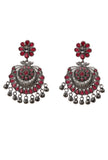 Red Kundan Oxidized Ghungroo Chandbalis