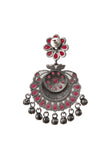 Red Kundan Oxidized Ghungroo Chandbalis