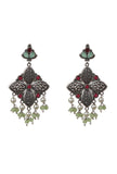 Multicoloured Kundan Oxidized Pearl Drop Earrings